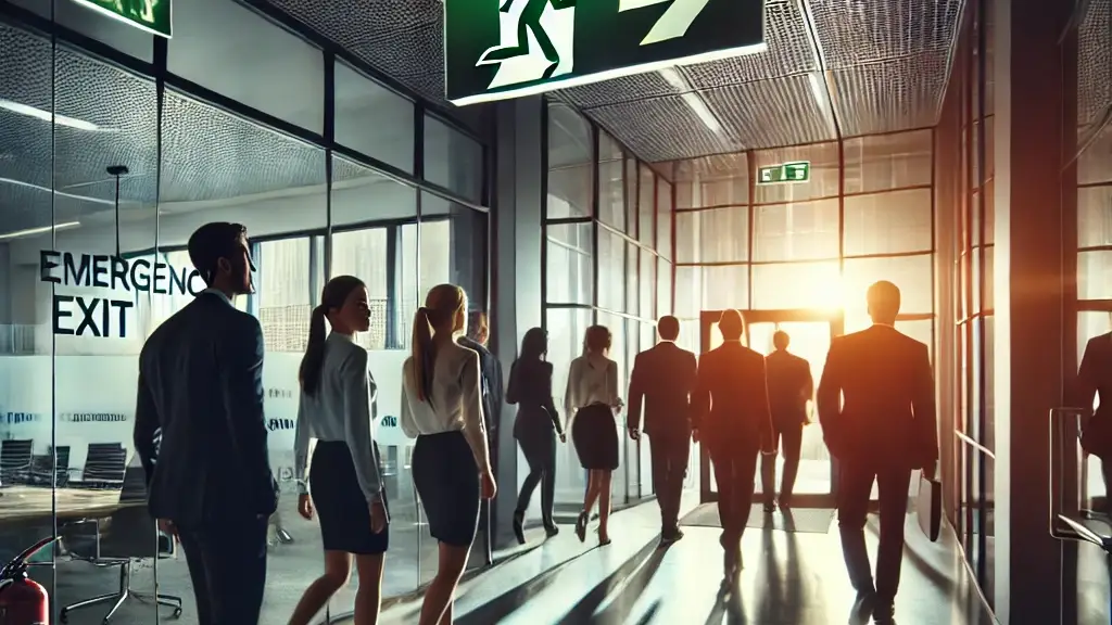 fire evacuation drill illustration