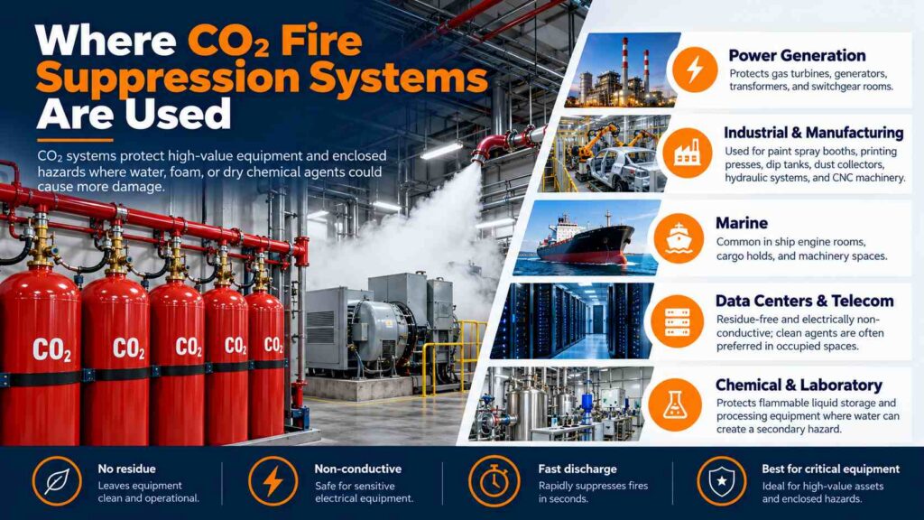 where co2 fire suppression systems used